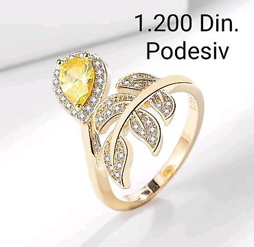 stradivarius nakit: Elegantni pozlaćeni podesiv prsten od hirurskog čelika, sa motivom — 1
