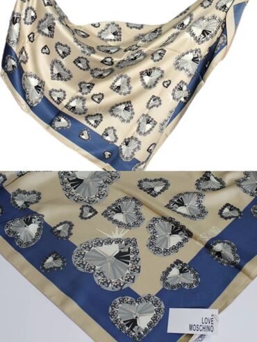 подарок на 14 февраля девушке: Новый платок Moschino, привезен из Италии, шёлк 100%, размер 95х95 см