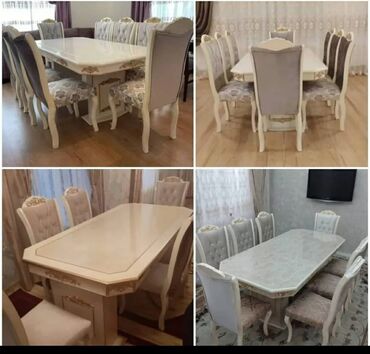 Masa və oturacaq dəstləri: Qonaq otağı üçün, Yeni, Açılmayan, Dördbucaq masa, 6 stul — 20