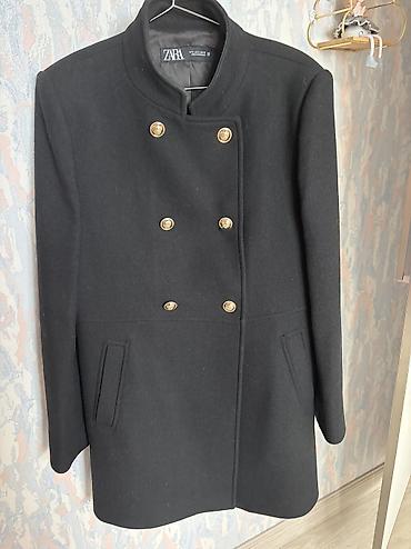 куртка zara: Пальто, Zara, L, цвет - Черный — 1
