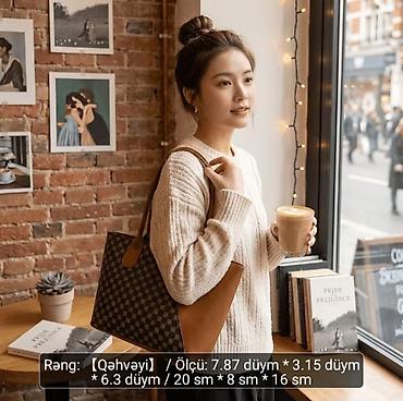 Çantalar: Qadın çanta kolleksiyası 1) Kvadrat naxışlı qəhvəyi mini çanta - — 5