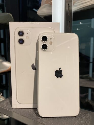 Apple iPhone: IPhone 11, Б/у, 64 ГБ, Белый, Зарядное устройство, Защитное стекло, Чехол, 100 %