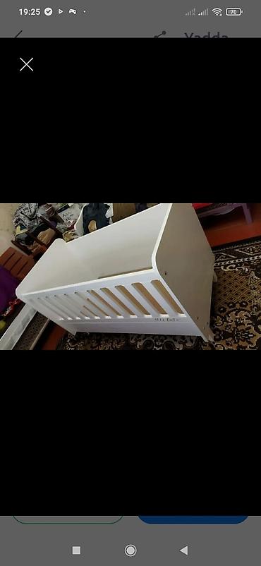 Beşiklər: Ağ rəngli uşaq beşiyi - Material: MDF/taxta əsaslı, hamar ağ boya — 1