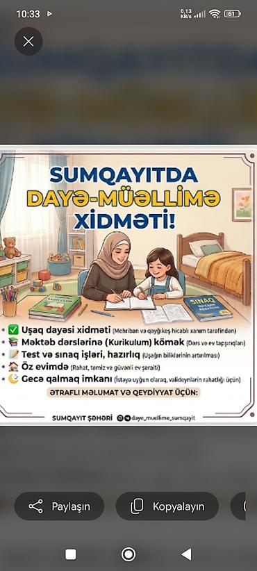 eve daye teleb olynur: Daya-tərbiyəçi xidməti Uşaqlar üçün peşəkar qayğı və inkişaf yönümlü — 1
