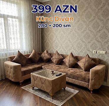Divanlar: Künc Divan – 260 × 160 sm - Modellər: boz, açıq bej, qırmızı və digər — 9