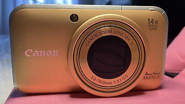 Canon PowerShot SX210 IS fotoaparatı satılır. Qızılı rəngdədir, çox az — 1