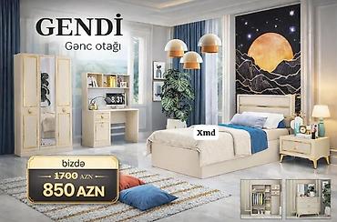 usag ucun: GENDİ – Gənc otağı dəsti - Komplekt tərkibi: - 3 qapılı şkaf (ayna — 1