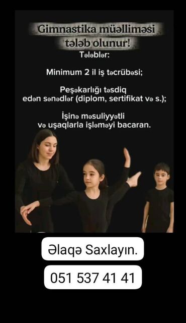 Taksi, logistika, çatdırılma: Təcili Xırdalan AAAF park da Laçın İdman Klubuna Gimnastika Müəlliməsi