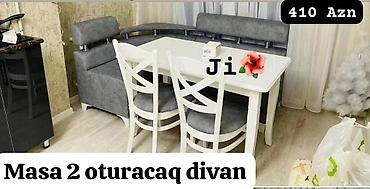 yeni stol: Mətbəx üçün, Yeni, Açılmayan, Dördbucaq masa, 2 stul — 1