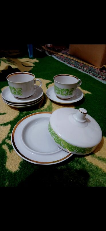 Çay dəstləri və servizlər: Çay dəsti, rəng - Ağ, 2 nəfərlik, SSRİ