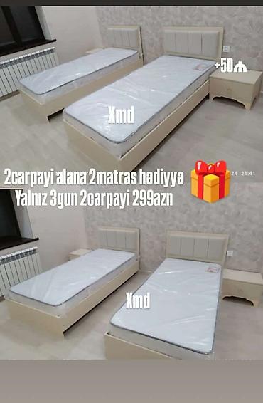 tumbalar: İki ədəd tək nəfərlik çarpayı dəsti - Modern, açıq bej rəngdə korpus — 1