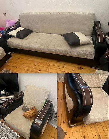xacmaz ikinci el mebel: Divan 2 kreslo. Acilan ve bazalidir. Qiymet 70 azn. Unvan — 1