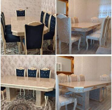 mdf stol: Qonaq otağı üçün, Yeni, Açılmayan, Dördbucaq masa, 6 stul, Azərbaycan