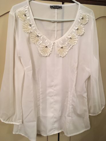 haljine bluz: Svečana bela bluzica sa 3/4 rukavima, nežna, lagana, providna, iz