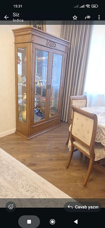Yemək otağı mebel dəsti - Dəst tərkibi: oval yemək masası + 6 ədəd