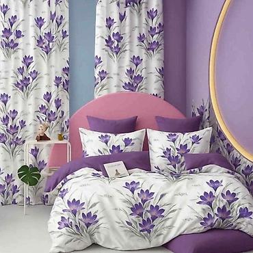 jastuci za lezaljke d: Komplet posteljine sa zavesama – floralni dizajn - Set za uređenje — 1