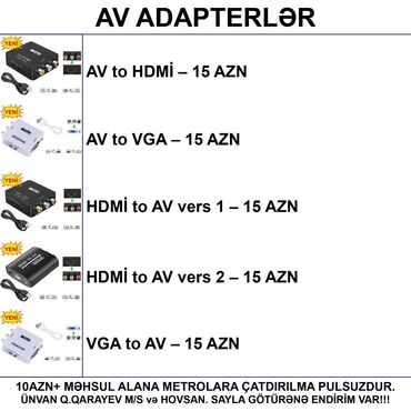 Digər kompüter aksesuarları: ⭐AV to VGA – 15 AZN ⭐AV to HDMI – 15 AZN ⭐HDMI to AV ver1 – 15 AZN