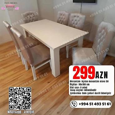carpayı divan: Qonaq otağı üçün, Yeni, Açılan, Dördbucaq masa, 6 stul — 1