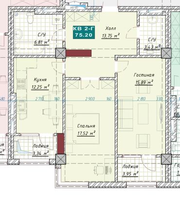 2 комнатная квартира в оше: 2 комнаты, 75 м², Элитка, 8 этаж, ПСО (под самоотделку)