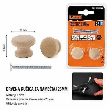 KMT Ručka, prirodna boja drveta 2312944 Drvena ručica za nameštaj u