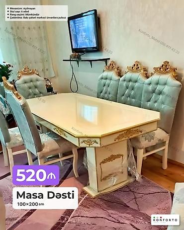 Masa dəsti – klassik üslub - Ölçü: 100×200 sm - Mexanizm: Açılmayan