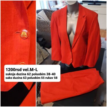 komplet suknja i sako: M (EU 38), Jednobojni, bоја - Crvena
