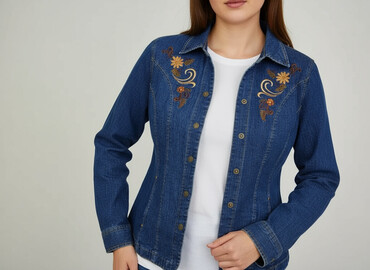 jeansy ze średnim stanem stradivarius: Women`s jeans jacket, size S (EU 36)