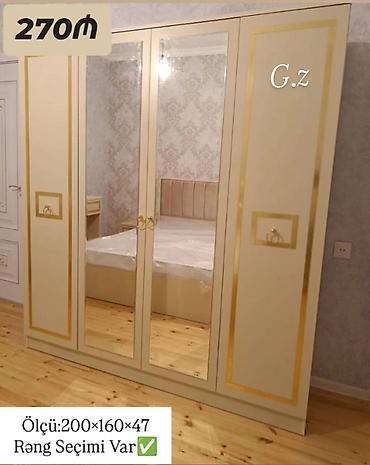 parket yonan: Qiymət: 270₼ Dördqapılı paltar şkafı - Ölçü: 200 × 160 × 47 sm - Ön — 1