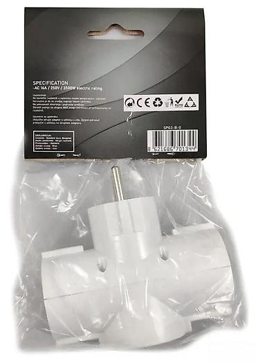 Priključnice: T-razvodnik (trostruki) za utičnicu – Schuko tip - Ulaz: muški Schuko — 3