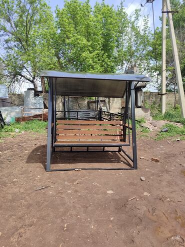 Садовые качели: Садовые качели Металл, Со спинкой, С крышей — 15