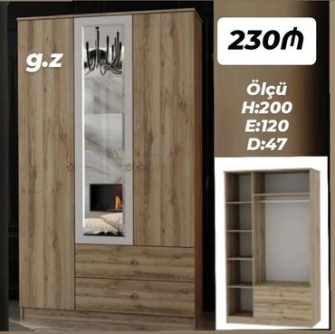 Dolablar: Yeni, Açılan, 4 qapılı Düz dolab, Qarderob, paltar dolabı — 6