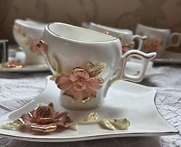 Канцтовары: Şəkildəki məhsul: çay fincan dəsti - Material: nazik porselen - Rəng — 3