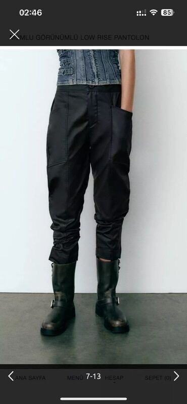 Heykəlciklər: Zara deri görünümlü, düz biçimli şalvar. S razmerdir ama Oversize — 6