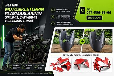 Xidmət: Motosiklet plastiklərinin peşəkar təmiri - Hər növ