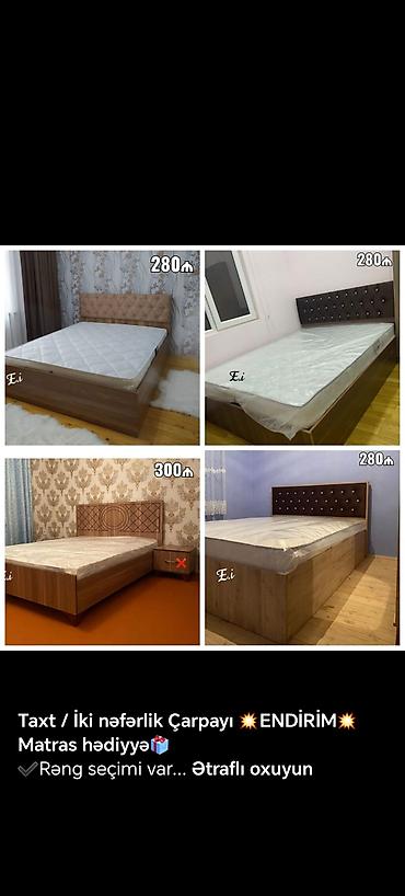 taxt dosəyi: 📌Taxt çarpayı 📏Olcu 2x160 💶Qiymet 259azn dən başlayan qiymətlər — 8