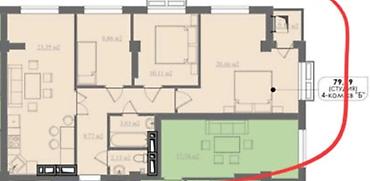 2 8: 3 комнаты, 80 м², Технопарк Элитка, 9 этаж, ПСО (под самоотделку) — 2