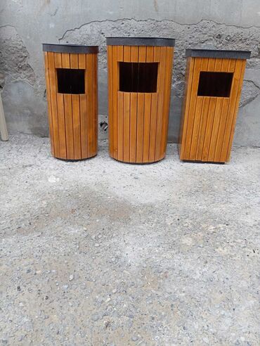 Tullantı qabları: Taxtadan hazırlanmış, müxtəlif formalı küçə zibil qutuları. Üst — 5
