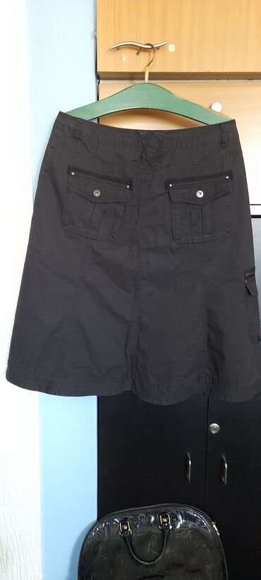 suknja somotna: XL (EU 42), Midi, bоја - Crna