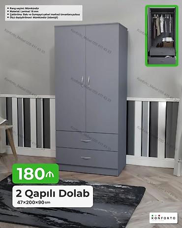 askı: 2 qapılı geyim dolabı Ölçü: 47 × 200 × 90 sm Material: 18 mm — 1
