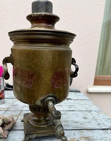 samavar qiyməti: Antik mis samovar – kömür/odunla işləyən, gravürali kolleksiya — 3