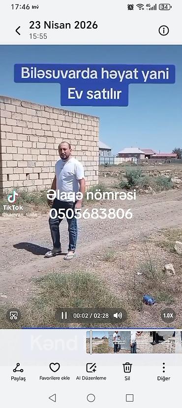 Həyət evləri və villalar: Bilesuvar rayonunda həyət yanı torpaq sahəsi və ev satılır — 1