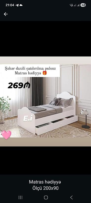 Ağ rəngdə tək nəfərlik çarpayı – alt hissədə 3 ədəd geniş çekmece ilə lalafo.az -da Ağ rəngdə tək nəfərlik çarpayı – alt hissədə 3 ədəd geniş çekmece ilə
