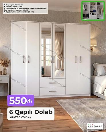 skaf: 6 qapılı paltar dolabı – 47×200×240 sm - Material: 18 mm laminat - — 1
