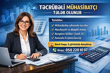 muhasib işi axtarıram: Təcrübəli Mühasibatçı tələb olunur Vəzifə öhdəlikləri: - Gündəlik — 1