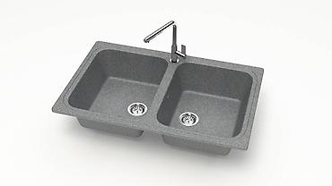 двойнии: Кухонная мойка Glanz Эвон J020 Каменная мойка из литого мрамора — 9