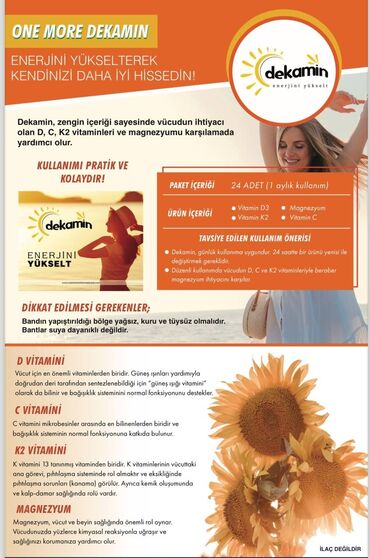 Digər: Dekamin, tərkibindəki D, C, K2 vitaminləri və maqnezium sayəsində