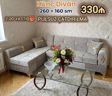 kunc divanlari ve qiymetleri: Künc divan – 260 × 160 sm ölçüdə. - Dəyər: 330 ₼ - Pulsuz çatdırılma - — 1