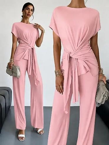karol basic: Elegantni ženski komplet – top + pantalone sa visokim strukom - Kroj — 1