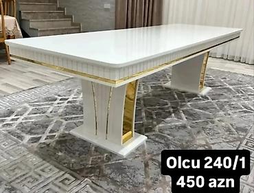 komputer masaları: 1.Ağ rəngdə zərif yemək masası - Ölçü: 240/1 (təxmini 240 sm uzunluq) — 1
