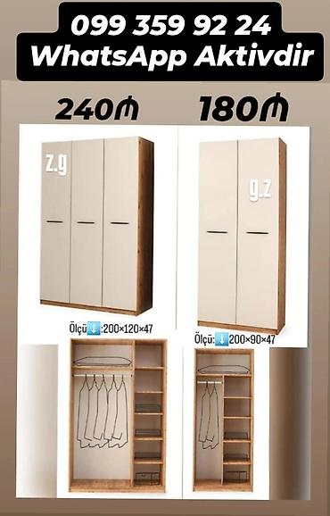 desmallar: Üç qapılı və iki qapılı paltar dolabı modelləri - Rəng/üslub: Bej ön — 1